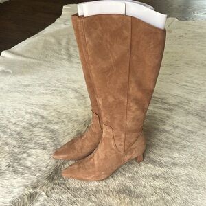 Naturalizer dress heel boots, size 9 wide-calf tan suede boots.